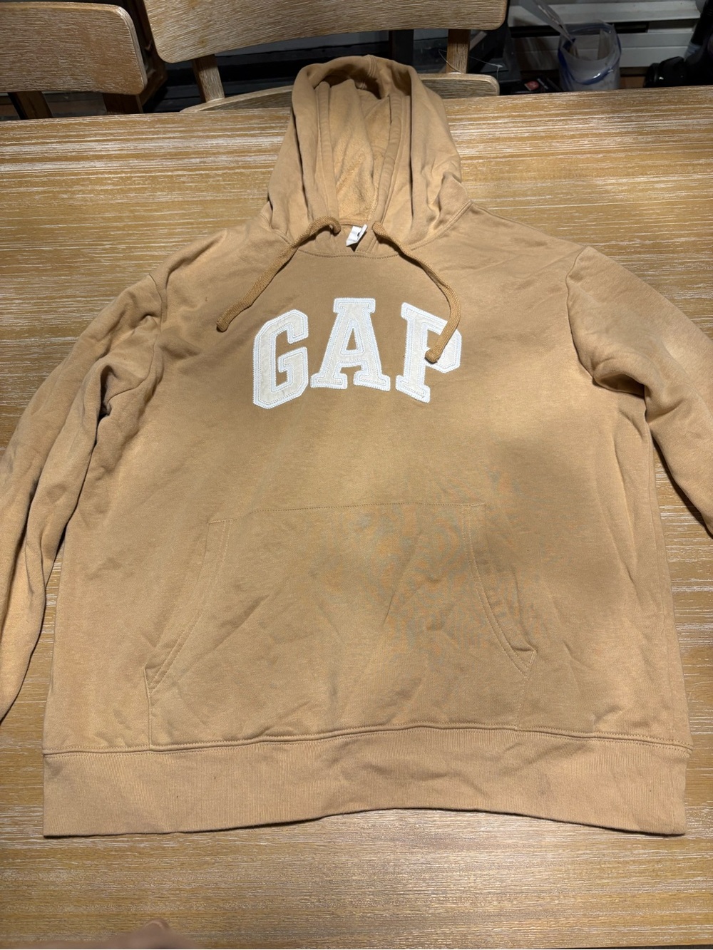 GAP Beige Hoodie with White Logo Tag